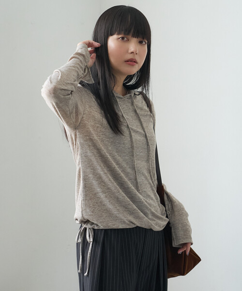 FREAK'S STORE(フリークスストア)の「シアーリブパーカー(Tシャツ/カットソー・レディース・ベージュ/グレー/ブラック/オフホワイト・フリ-)」の12枚目の写真
