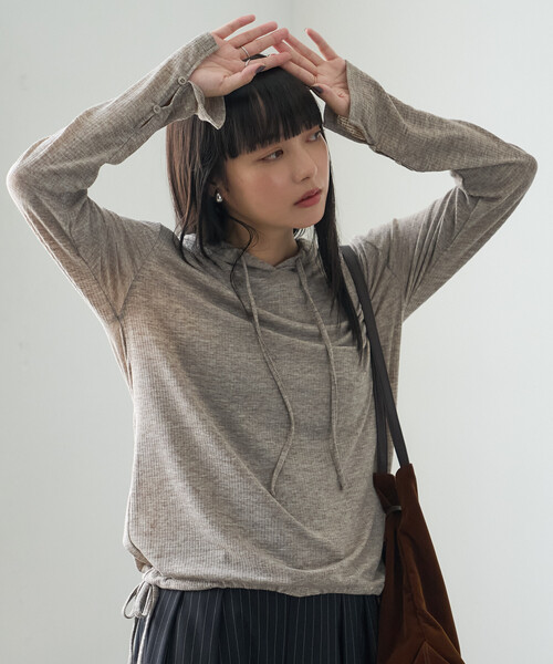 FREAK'S STORE(フリークスストア)の「シアーリブパーカー(Tシャツ/カットソー・レディース・ベージュ/グレー/ブラック/オフホワイト・フリ-)」の16枚目の写真
