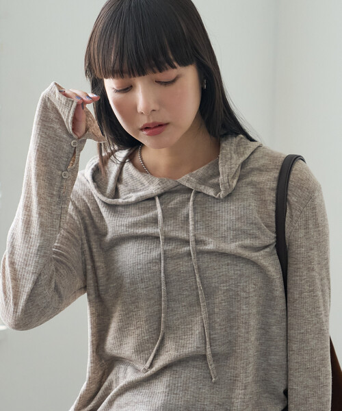 FREAK'S STORE(フリークスストア)の「シアーリブパーカー(Tシャツ/カットソー・レディース・ベージュ/グレー/ブラック/オフホワイト・フリ-)」の17枚目の写真