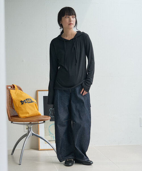 FREAK'S STORE(フリークスストア)の「シアーリブパーカー(Tシャツ/カットソー・レディース・ベージュ/グレー/ブラック/オフホワイト・フリ-)」の19枚目の写真