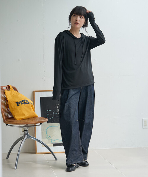 FREAK'S STORE(フリークスストア)の「シアーリブパーカー(Tシャツ/カットソー・レディース・ベージュ/グレー/ブラック/オフホワイト・フリ-)」の22枚目の写真