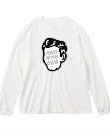 NOBOUND(ノーバウンド) 長袖Tシャツ フェイスイラスト ロゴ プリント ビッグシルエット 5.6オンス ビッグTシャツ メンズ レディース ユニセックス ストリート