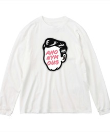 NOBOUND(ノーバウンド) 長袖Tシャツ フェイスイラスト ロゴ プリント ビッグシルエット 5.6オンス ビッグTシャツ メンズ レディース ユニセックス ストリート