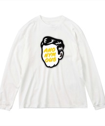 NOBOUND(ノーバウンド) 長袖Tシャツ フェイスイラスト ロゴ プリント ビッグシルエット 5.6オンス ビッグTシャツ メンズ レディース ユニセックス ストリート