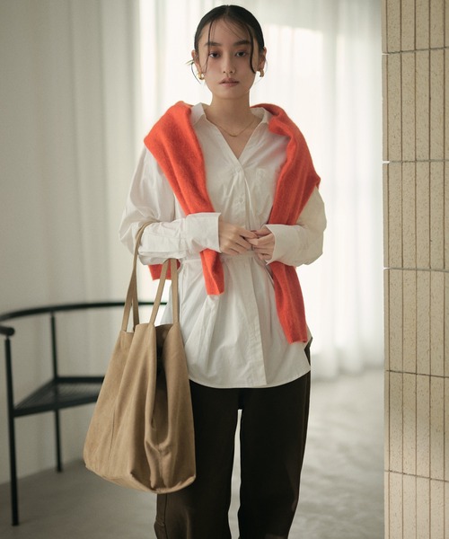 LAULEN（ローレン）の「suede touch wide shoulder bag /スエードタッチワイドショルダーバッグ（トートバッグ・レディース・ベージュ/カーキ/グレー・FREE）」の19枚目の写真