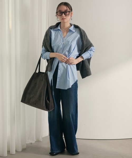LAULEN（ローレン）の「suede touch wide shoulder bag /スエードタッチワイドショルダーバッグ（トートバッグ・レディース・ベージュ/カーキ/グレー・FREE）」の14枚目の写真