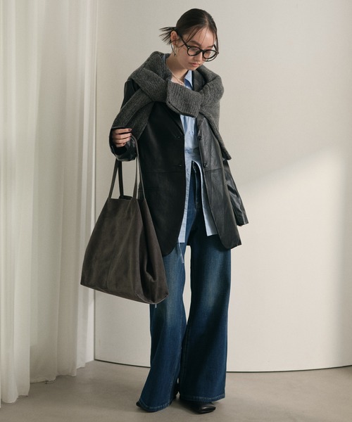 LAULEN（ローレン）の「suede touch wide shoulder bag /スエードタッチワイドショルダーバッグ（トートバッグ・レディース・ベージュ/カーキ/グレー・FREE）」の16枚目の写真