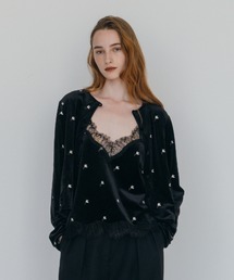 FLOWER EMBROIDERY VELOR TOPS/フラワーエンブロイダリーベロアトップス