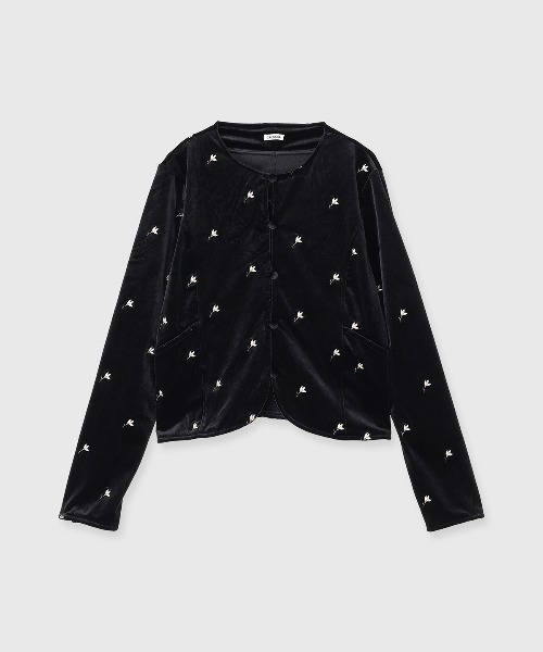 CREDONA(クレドナ)の「FLOWER EMBROIDERY VELOR TOPS/フラワーエンブロイダリーベロアトップス(ニット/セーター・レディース・ブラウン/ブラック・FREE)」の20枚目の写真