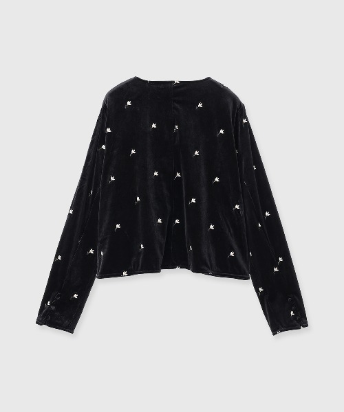 CREDONA(クレドナ)の「FLOWER EMBROIDERY VELOR TOPS/フラワーエンブロイダリーベロアトップス(ニット/セーター・レディース・ブラウン/ブラック・FREE)」の22枚目の写真