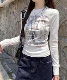 【26年秋冬新作】《長袖》Y2K グラフィックロゴプリントピチTシャツ ロンT
