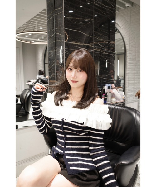 MISTREASS(ミストレアス)の「Frilly Border Off Shoulder Knit Top(ニット/セーター・レディース・ネイビー/グレー/ホワイト・FREE)」の3枚目の写真