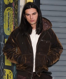 FLOCKED DENIM HOODED JACKET