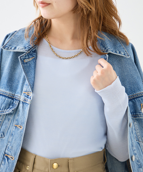 journal standard L'essage(ジャーナルスタンダードレサージュ)の「丸胴クルーネックプルオーバー(Tシャツ/カットソー・レディース・チャコールグレー/アイボリー/サックスブルー・FREE)」の3枚目の写真