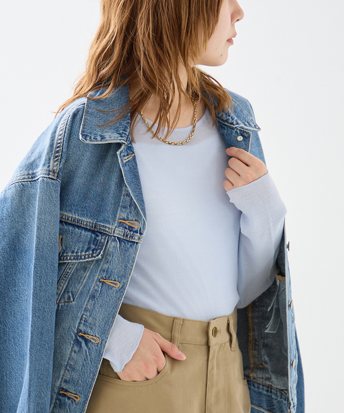 journal standard L'essage(ジャーナルスタンダードレサージュ)の「丸胴クルーネックプルオーバー(Tシャツ/カットソー・レディース・チャコールグレー/アイボリー/サックスブルー・FREE)」の17枚目の写真
