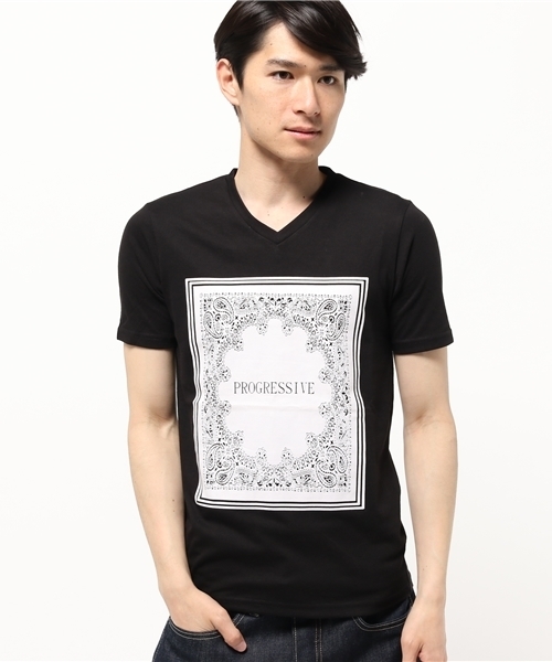 VENCEEXCHANGE(ヴァンスエクスチェンジ)の「PROGRESSIVEペイズリーT (Tシャツ/カットソー・メンズ・ブラック/コーラル/オフホワイト・MEDIUM/LARGE)」の11枚目の写真
