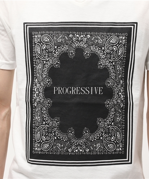 VENCEEXCHANGE(ヴァンスエクスチェンジ)の「PROGRESSIVEペイズリーT (Tシャツ/カットソー・メンズ・ブラック/コーラル/オフホワイト・MEDIUM/LARGE)」の8枚目の写真