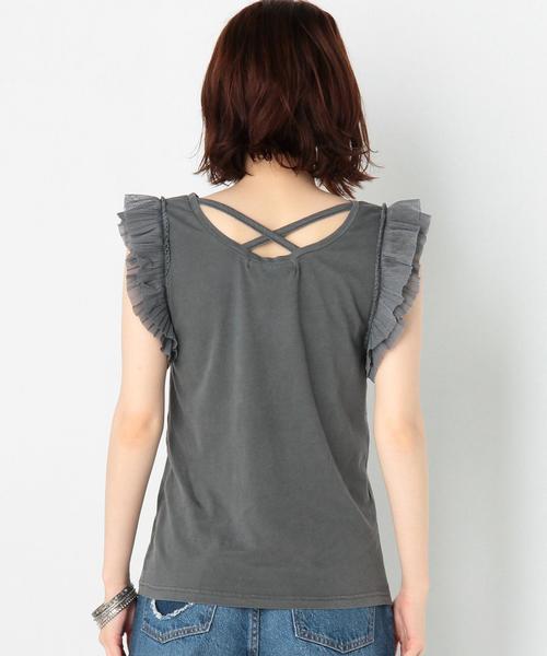 Another Edition(アナザーエディション)の「ロゴフリルチュールスリーブTシャツ/AEBC LOGO フリル チュールSL T◆(Tシャツ/カットソー・レディース・ホワイト/グレー/イエロー・FREE)」の4枚目の写真