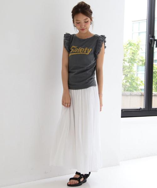 Another Edition(アナザーエディション)の「ロゴフリルチュールスリーブTシャツ/AEBC LOGO フリル チュールSL T◆(Tシャツ/カットソー・レディース・ホワイト/グレー/イエロー・FREE)」の20枚目の写真