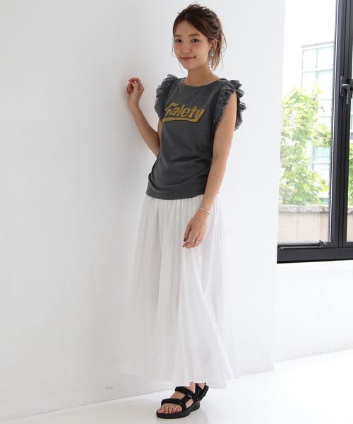 Another Edition(アナザーエディション)の「ロゴフリルチュールスリーブTシャツ/AEBC LOGO フリル チュールSL T◆(Tシャツ/カットソー・レディース・ホワイト/グレー/イエロー・FREE)」の21枚目の写真