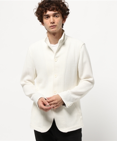 NICOLE CLUB FOR MEN(ニコルクラブフォーメン)の「スタンドカラーカーディガン風ジャケット(その他アウター・メンズ・その他/その他2/ホワイト/ネイビー/その他1・LARGE/MEDIUM/X-LARGE)」の1枚目の写真