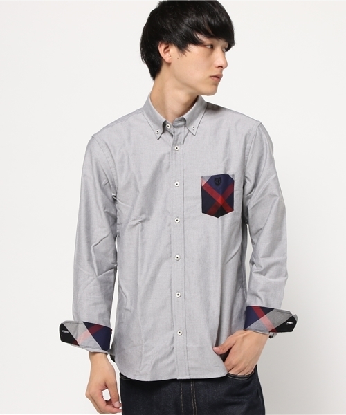 BLACK LABEL CRESTBRIDGE（ブラックレーベル・クレストブリッジ）の「クレストブリッジチェックポケット オックスボタンダウンシャツ（シャツ/ブラウス・メンズ・グリーン/ネイビー/オレンジ/オフホワイト/グレー/ブルー/レッド・L/LL/M/S）」の3枚目の写真