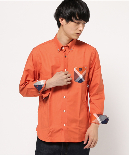 BLACK LABEL CRESTBRIDGE（ブラックレーベル・クレストブリッジ）の「クレストブリッジチェックポケット オックスボタンダウンシャツ（シャツ/ブラウス・メンズ・グリーン/ネイビー/オレンジ/オフホワイト/グレー/ブルー/レッド・L/LL/M/S）」の7枚目の写真