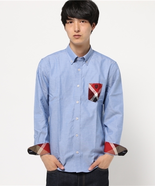 BLACK LABEL CRESTBRIDGE（ブラックレーベル・クレストブリッジ）の「クレストブリッジチェックポケット オックスボタンダウンシャツ（シャツ/ブラウス・メンズ・グリーン/ネイビー/オレンジ/オフホワイト/グレー/ブルー/レッド・L/LL/M/S）」の5枚目の写真