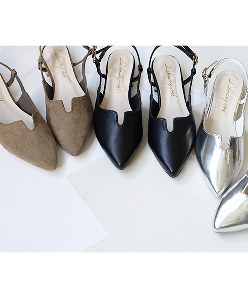 laboratory work(ラボラトリーワーク)の「Vカット メタルヒールサンダル(サンダル・レディース・シルバー/ブラック/カーキ・MEDIUM/LARGE)」の4枚目の写真