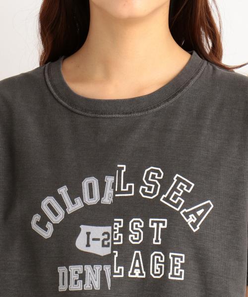 RAY CASSIN(レイカズン)の「ピグメント加工カレッジロゴTシャツ(Tシャツ/カットソー・レディース・パープル/スミクロ/オフホワイト・FREE)」の7枚目の写真