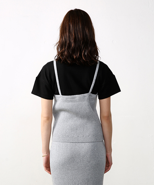 AZUL by moussy（アズールバイマウジー）の「キャミレイヤード半袖ニットプルオーバー（ニット/セーター・レディース・ブラック/グレー/イエロー・LARGE/SMALL/MEDIUM）」の8枚目の写真