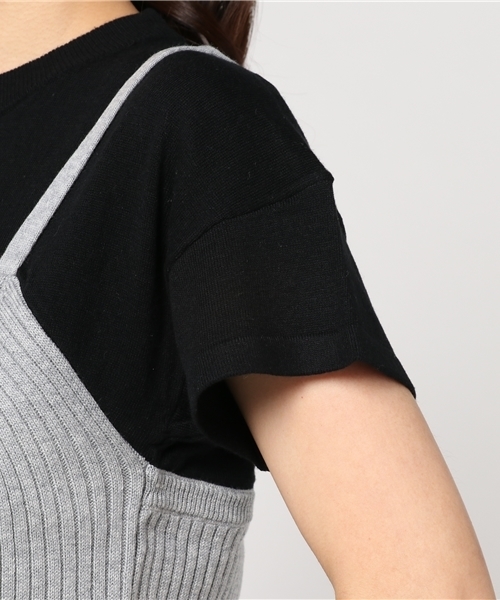 AZUL by moussy（アズールバイマウジー）の「キャミレイヤード半袖ニットプルオーバー（ニット/セーター・レディース・ブラック/グレー/イエロー・LARGE/SMALL/MEDIUM）」の21枚目の写真