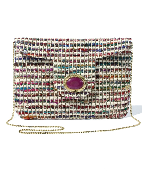 ROSE BUD（ローズバッド）の「(SJK BAGS)MULTI COLOR CLUTCH BAG[結婚式＆パーティーにもオススメ]（クラッチバッグ・レディース・ホワイト×ピンク/マルチ・ONE SIZE）」の2枚目の写真