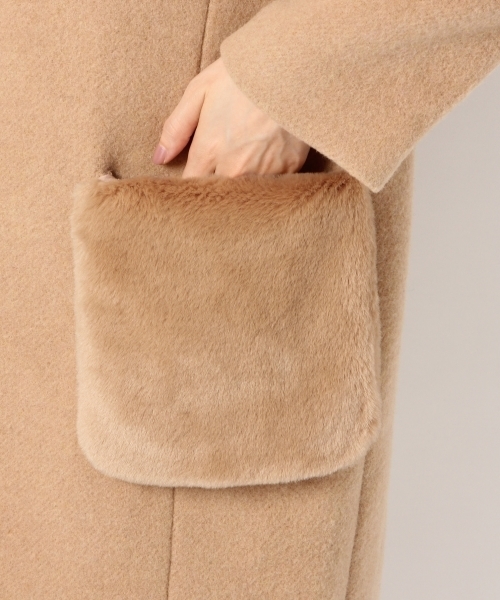 Heather(ヘザー)の「ファーポケットコート 766390(チェスターコート・レディース・グレー/キャメル/ネイビー・SMALL/MEDIUM)」の4枚目の写真