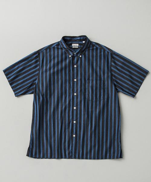 Steven Alan(スティーブンアラン)の「<Steven Alan> WIDE LONST BOX SINGLE NEEDLE BOLD/シャツ(シャツ/ブラウス・メンズ・ブラック/ベージュ・X-LARGE/MEDIUM/LARGE/SMALL)」の1枚目の写真