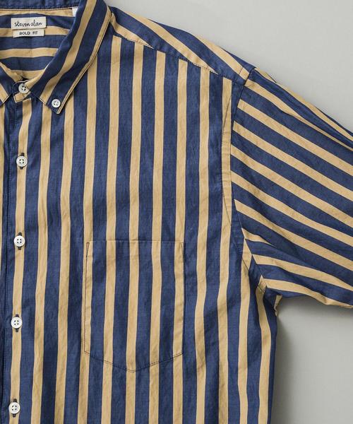 Steven Alan(スティーブンアラン)の「<Steven Alan> WIDE LONST BOX SINGLE NEEDLE BOLD/シャツ(シャツ/ブラウス・メンズ・ブラック/ベージュ・X-LARGE/MEDIUM/LARGE/SMALL)」の4枚目の写真