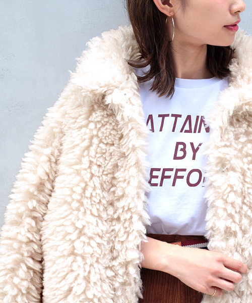 PAGEBOY（ページボーイ）の「【12/1 ヒルナンデス放映】ファーブルゾン（ブルゾン・レディース・キャメル/オフホワイト/ブルー・FREE）」の5枚目の写真