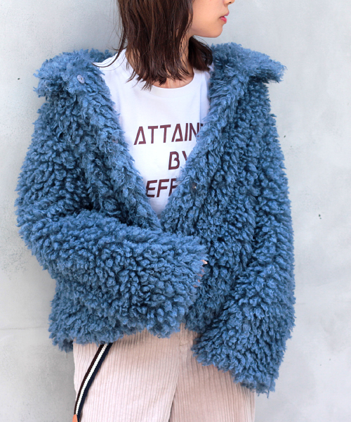 PAGEBOY（ページボーイ）の「【12/1 ヒルナンデス放映】ファーブルゾン（ブルゾン・レディース・キャメル/オフホワイト/ブルー・FREE）」の8枚目の写真