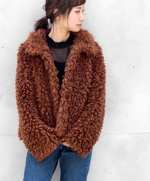 PAGEBOY（ページボーイ）の「【12/1 ヒルナンデス放映】ファーブルゾン（ブルゾン・レディース・キャメル/オフホワイト/ブルー・FREE）」の14枚目の写真