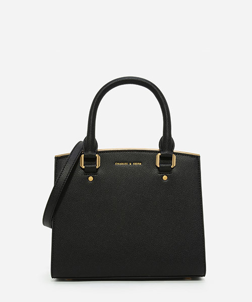 CHARLES & KEITH（チャールズ & キース）の「ベーシックストラクチャーハンドバッグ / BASIC STRUCTURED HANDBAG（ハンドバッグ・レディース・ブラック/レンガ/ダークネイビー・M）」の2枚目の写真