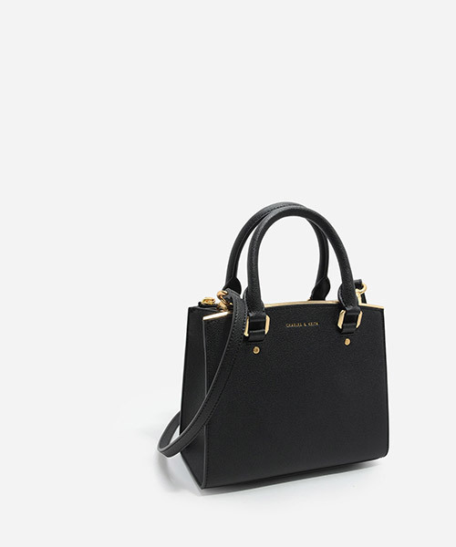CHARLES & KEITH（チャールズ & キース）の「ベーシックストラクチャーハンドバッグ / BASIC STRUCTURED HANDBAG（ハンドバッグ・レディース・ブラック/レンガ/ダークネイビー・M）」の5枚目の写真