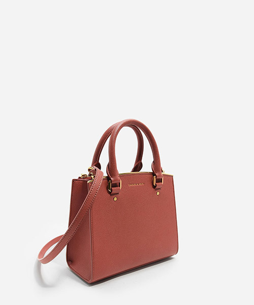 CHARLES & KEITH（チャールズ & キース）の「ベーシックストラクチャーハンドバッグ / BASIC STRUCTURED HANDBAG（ハンドバッグ・レディース・ブラック/レンガ/ダークネイビー・M）」の10枚目の写真