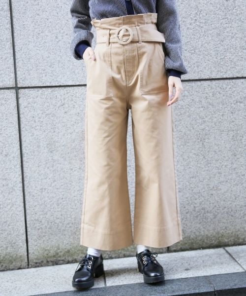 Heather（ヘザー）の「ウエストフリル／ワークワイドパンツ 783145（デニムパンツ・レディース・ブルー系その他/ベージュ系その他/カーキ/ライトブルー・M/S）」の2枚目の写真