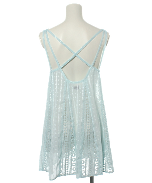 CIAOPANIC（チャオパニック）の「【Ciaopanic】　レース切替キャミ（キャミソール・レディース・オフホワイト/ライトブルー・FREE）」の4枚目の写真