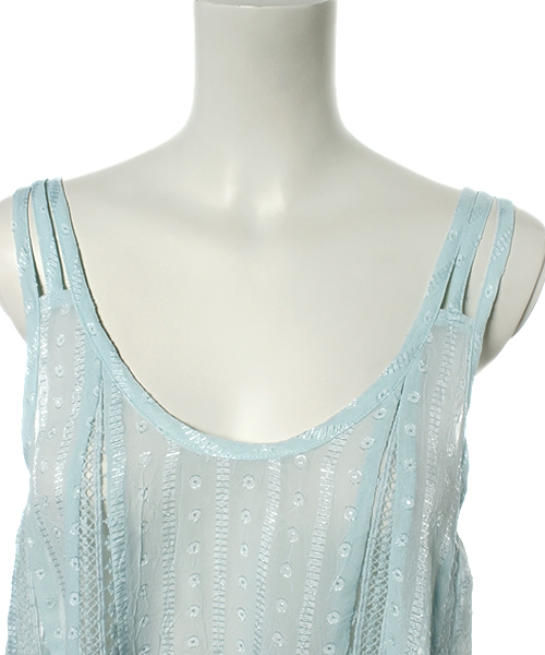 CIAOPANIC（チャオパニック）の「【Ciaopanic】　レース切替キャミ（キャミソール・レディース・オフホワイト/ライトブルー・FREE）」の6枚目の写真