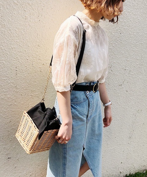 PAGEBOY（ページボーイ）の「レースボリュームスリーブ五分袖（シャツ/ブラウス・レディース・オフホワイト/キナリ/ブラック・FREE）」の8枚目の写真