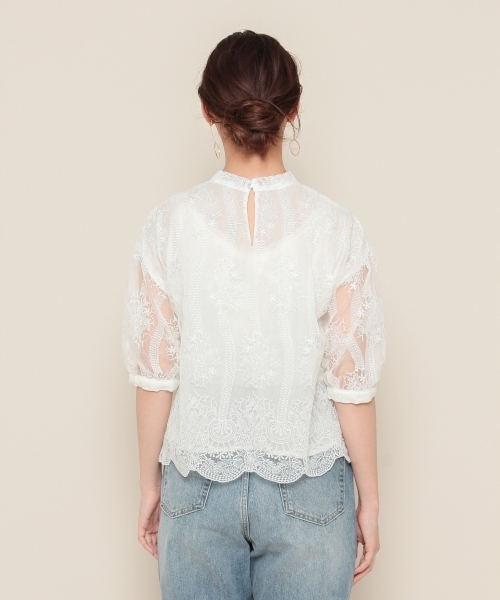 PAGEBOY（ページボーイ）の「レースボリュームスリーブ五分袖（シャツ/ブラウス・レディース・オフホワイト/キナリ/ブラック・FREE）」の12枚目の写真