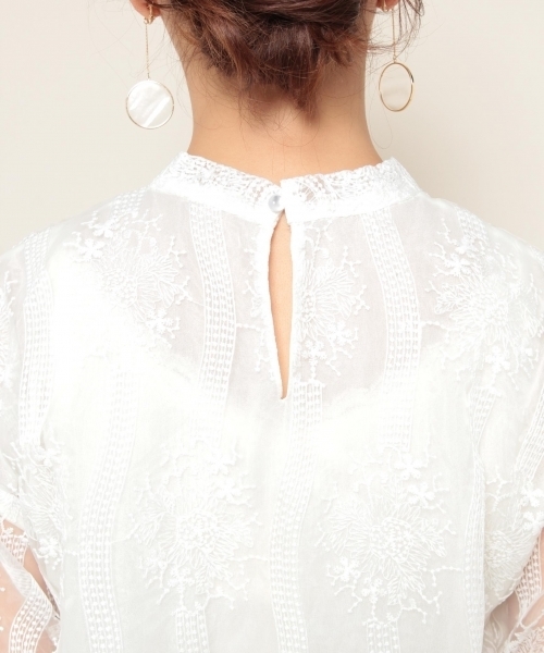 PAGEBOY（ページボーイ）の「レースボリュームスリーブ五分袖（シャツ/ブラウス・レディース・オフホワイト/キナリ/ブラック・FREE）」の14枚目の写真