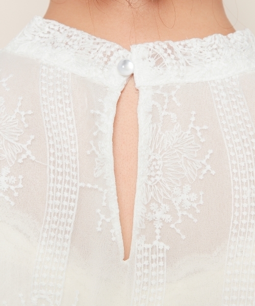 PAGEBOY（ページボーイ）の「レースボリュームスリーブ五分袖（シャツ/ブラウス・レディース・オフホワイト/キナリ/ブラック・FREE）」の15枚目の写真