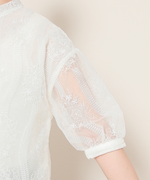 PAGEBOY（ページボーイ）の「レースボリュームスリーブ五分袖（シャツ/ブラウス・レディース・オフホワイト/キナリ/ブラック・FREE）」の17枚目の写真